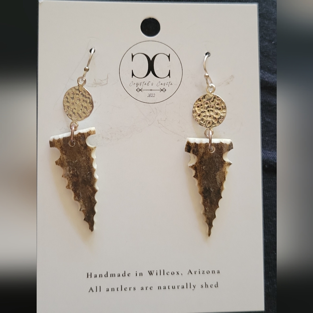 Real Elk Antler Arrowhead Earrings